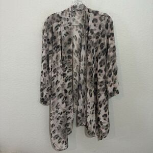 Chicos Travelers Leopard Cardigan Open Front Artsy Chiffon Sheer Stretch 3 US‎ L